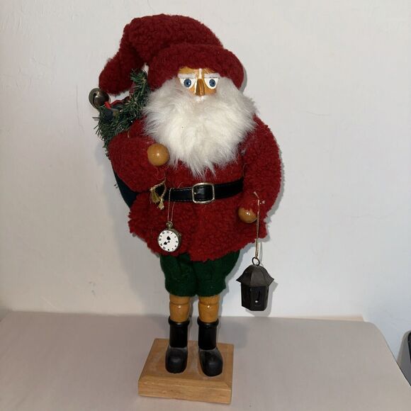 Grandeur Noel Limited Edition 2000 Vintage Wooden Santa Nutcracker Lantern Watch